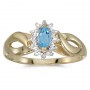 10k Yellow Gold Marquise Blue Topaz And Diamond Ring