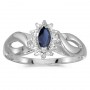 10k White Gold Marquise Sapphire And Diamond Ring