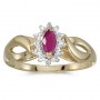 14k Yellow Gold Marquise Ruby And Diamond Ring