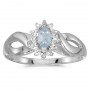 14k White Gold Marquise Aquamarine And Diamond Ring