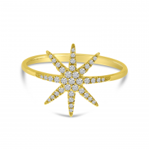 14K Yellow Gold Diamond Starburst Ring