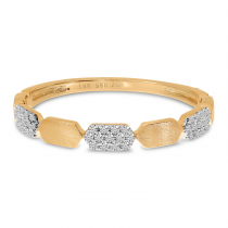 14K Rose Gold Diamond Brushed Rectangle Ring