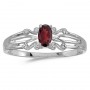 14k White Gold Oval Garnet Ring