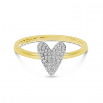 14K Yellow and White Gold Two-Tone Diamond Heart Ring