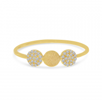 14K Yellow Gold Three Disc Diamond Stackable Ring