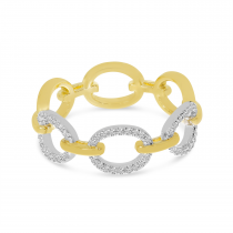 14K Yellow Gold Two-Tone Diamond Link Ring