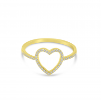 14K Yellow Gold Diamond Open Heart Ring