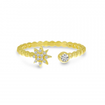 14K Yellow Gold Diamond Starburst Beaded Ring