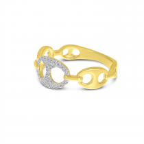 14K Yellow Gold Diamond Double Link Ring