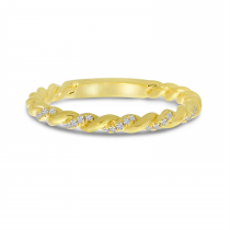 14K Yellow Gold Diamond Twist Stackable Ring