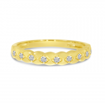 14K Yellow Gold Diamond Chevron Stackable Ring