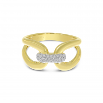 14K Yellow Gold Large Diamond Link Ring