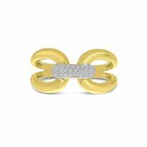 14K Yellow Gold Large Diamond Link Ring