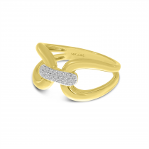 14K Yellow Gold Large Diamond Link Ring