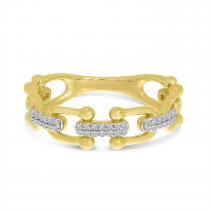 14K Yellow Gold Diamond Horse Bit U-Link Ring