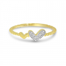 14K Yellow Gold Diamond Double Heart Ring