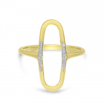 14K Yellow Gold North 2 South Open Oval Diamond Ring