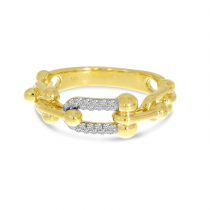 14K Yellow Gold Diamond U-Link Ring