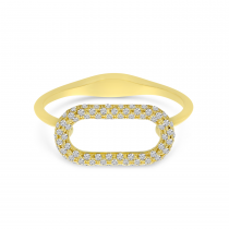 14K Yellow Gold Open Link Diamond Textured Ring