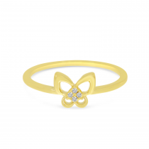 14K Yellow Gold Small Diamond Butterfly Ring