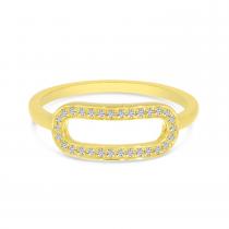 14K Yellow Gold Diamond Link Open Ring