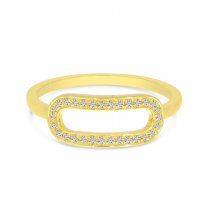14K Yellow Gold Diamond Link Open Ring