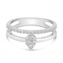 14K White Gold Double Band Pear Cluster Ring