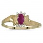 10k Yellow Gold Oval Ruby And Diamond Satin Finish Ring