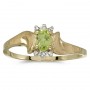 10k Yellow Gold Oval Peridot And Diamond Satin Finish Ring