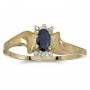 10k Yellow Gold Oval Sapphire And Diamond Satin Finish Ring