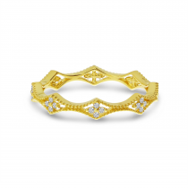 14K Yellow Gold Diamond Millgrain Stacking Ring