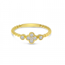 14K Yellow Gold Diamond Clover Twist Band