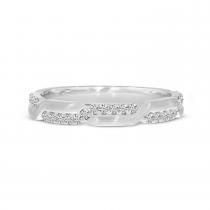 14K White Gold Alternating Diamond and Gold Band