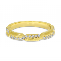 14K Yellow Gold Diamond Alternating Gold Band Ring