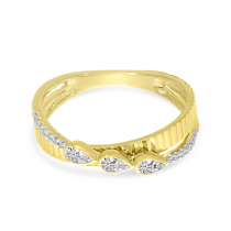 14K Yellow Gold Diamond Pear Crossover Ring