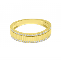 14K Yellow Gold Diamond Fluted Band Ring