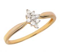 14K Yellow Gold Diamond Cluster Ring