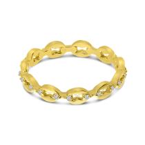 14K Yellow Gold Diamond Link Stackable Band