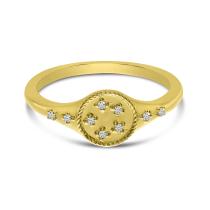 14K Yellow Gold Scattered Diamond Signet Ring