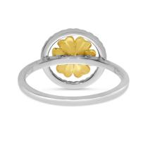 14K Two Tone Gold Diamond Floral Circle Ring