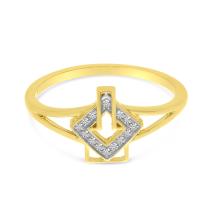 14K Yellow Gold Diamond Geometric Ring
