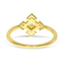 14K Yellow Gold Diamond Square Geometric Ring