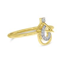 14K Yellow Gold Diamond Triangle and Pear Ring