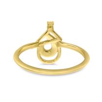 14K Yellow Gold Diamond Triangle and Pear Ring