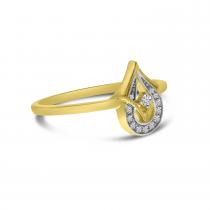 14K Yellow Gold Diamond Geometric Fashion Ring
