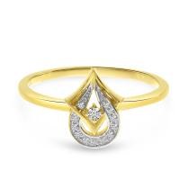 14K Yellow Gold Diamond Geometric Fashion Ring