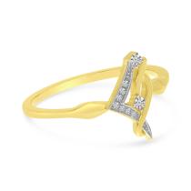 14K Yellow Gold Diamond Swirl Geometric Ring