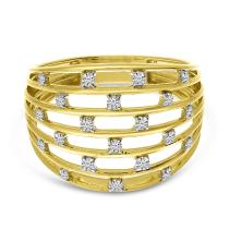 14K Yellow Gold Diamond Basketweave Ring