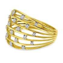 14K Yellow Gold Diamond Basketweave Ring