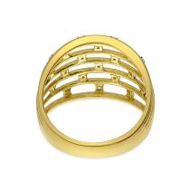 14K Yellow Gold Diamond Basketweave Ring